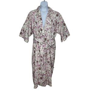 Crabtree and Evelyn Robe Size M/L Floral Kimono Cotton Bamboo Blend